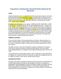 Es el canto oficial de todos los hondureños mediante el cual expresamos nuestro 3. Doc Argumento Y Explicacion Oficial Del Himno Nacional De Honduras Any Blanco Academia Edu
