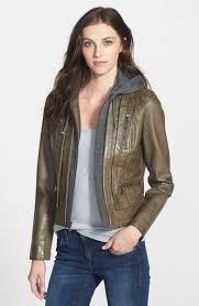 Marc New York By Andrew Marc Mila Knit Hood Leather Jacket Nordstrom Leather Jacket Knitted Hood Jackets