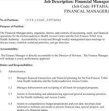 That includes payouts, costs, income, investments, financial reports, acquisitions and more. Download Finance Manager Job Description Template Word For Free Formtemplate