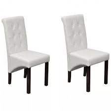 Tufted Dining Table Chairs Set Of 2 White Faux Leather Upholstered Seat Recliner Eba In 2020 Upholstered Dining Chairs Dining Table Chairs Comfortable Dining Chairs