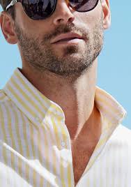 John Devin Overhemd met korte mouwen in geel gestreept