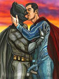 Erotic BATMAN SUPERMAN Dawn of Justice Gay Kiss DC Comics 11 X - Etsy