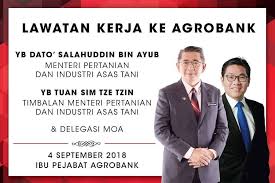 Ketua setiausaha kementerian pertanian dan industri asas tani akan mengetuai delegasi malaysia untuk menandatangani global research alliance charter bagi pihak kerajaan malaysia yang akan berlangsung di rome, pada 24 jun 2011. Agrobank Sekitar Lawatan Kerja Yb Dato Salahuddin Bin Facebook