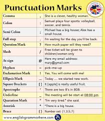 Punctuation Marks List And Example Sentences In 2020 English Grammar Learn English Vocabulary Learn English Words