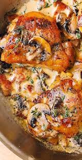 Chicken Thighs With Creamy Mushroom And Bacon Sauce In 2020 Chicken Dinner Recipes Best Chicken Thigh Recipe Chicken Recipes