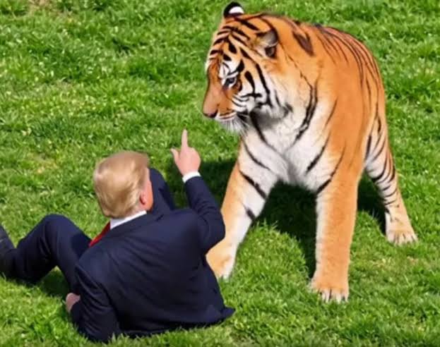NEW: Donald Trump has sparked fury after sharing an AI-generated video of  himself taming the tiger that killed a man in a wildlife park in Yorkshire