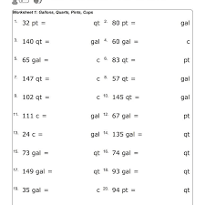 Converting Gallons Quarts Pints And Cups