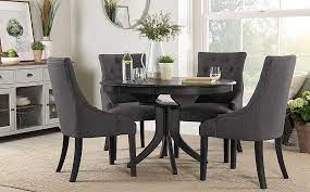 Milton painted black and oak dining table with 6 kendal black chairs. Black Dining Table With Gray Chairs Novocom Top