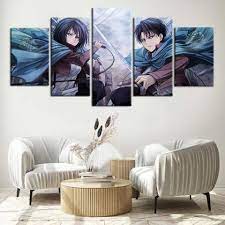 Attack on Titan Manga Japanese Anime 5 Art Canvas Popular Nordic Style  Modular Children's Room Background Home Decoration Poster