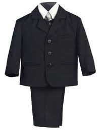 Lito 5 Piece Black Suit Childs Size 12 White Shirt Silver