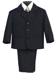 lito 5 piece black suit childs size 12 white shirt silver