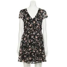 Juniors Lily Rose Short Sleeve Twist Front Skater Dress In 2020 Rose Shorts Shopping Outfit Dresses