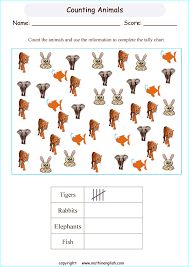Counting Animals Tally Chart Printable Grade 2 Math Worksheet