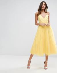 Asos Pinny Extreme Tulle Mesh Midi Dress Yellow Wedding Attire Guest Guest Attire Yellow Midi Dress