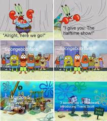 Comic con panel showing spongebob cast singing sweet victory to make up for the super bowl halftime miss. Spongebob Fans Presented With The Super Bowl Halftime Show Circa 2019 Fakehistoryporn
