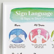 baby sign language wall decor sign language chart with 12