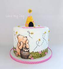 Classic Winnie The Pooh Cake Www Cakemydaycharleston Com Baby Shower Cakes Girl Winnie The Pooh Cake Winnie The Pooh Birthday