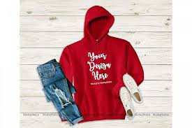 Download Red Hoodie Mockup Hooded Sweatshirt Mock Up Flat Lay 371122 Clothing Design Bundles
