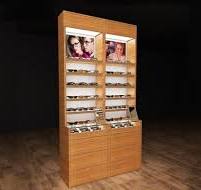 eyewear display cabinets optical wall units wood shelves