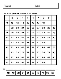 Kindergarten Cutting And Paste 100 Chart