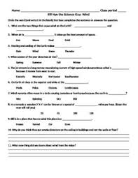 Bill Nye Wind Air Currents Weather Video Follow Along Sheet Bill Nye Science Guy Bills