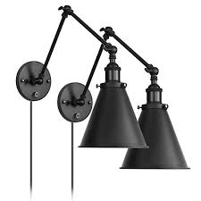 Black industrial wall sconce / plug in wall light fitting sconce vintage lamp uk. Industrial Black Wall Light Plug In Adjustable Arm With On Off Switch For Bedroom Wall Sconce Fixture Metal Plug In Wall Lamp Set Of 2 Buy Online In Dominica At Dominica Desertcart Com Productid 143183594