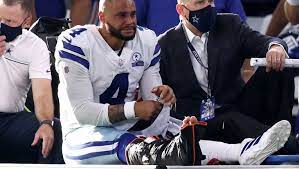 In the third quarter, dak prescott took off scrambling in the red zone and got his right leg rolled up on while being brought down in what looked to be a gruesome right ankle injury. Dak Prescott Leaves Giants Cowboys Game With Ankle Injury Will Undergo Surgery