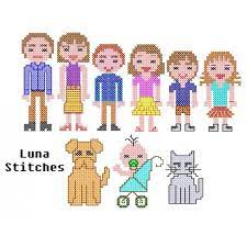 It can be as simplistic as taking some graph paper, drawing out what you want, and then stitching it's worth noting that the stylization i am going to show you is of the full cross stitches only kind. Cross Stitch Stick People Family Cross Stitch Family Cross Stitch Family Cross Stitch