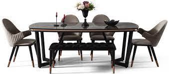 We did not find results for: Casa Padrino Luxury Dining Room Set Gray Black Copper 1 Dining Table 4 Dining Chairs 1 Bench Luxury Dining Room Furniture