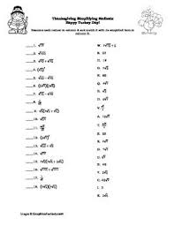 Thanksgiving Algebra Simplifying Radicals Puzzle Simplifying Radicals Thanksgiving Algebra Persuasive Writing Prompts