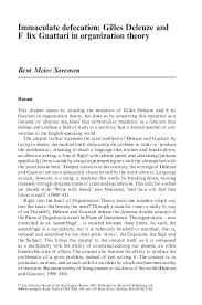 Pdf Sorensen B M 2005 Immaculate Defecation Gilles Deleuze And Felix Guattari In Organization Theory Bent Meier Sorensen Academia Edu