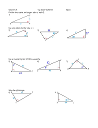 Right triangle trigonometry special right triangles examples find x and y by using the theorem above. Trigonometry Ratios In Right Triangles Worksheet Nidecmege