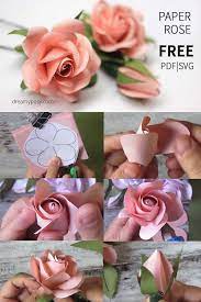 Follow the step by step video tutorial using the svg cut files with your cricut or printable pdf files to hand cut with. 18 Tutorials To Make Paper Rose Free Templates Step By Step Paper Flower Tutorial Paper Roses Paper Flower Template