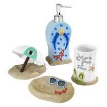 Jyxr 5 piece bathroom accessories set, 3d beach style bath ensemble, resin bath set collection features liquid soap dispenser, toothbrush holder, tumbler, soap dish. Beach Theme Bathroom Sets Wayfair