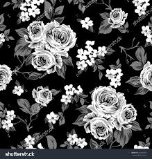 Black And White Flower Background Vector Seamless Vector Vintage Pattern With Victorian Bouquet Of White Flowers On A Black Background Whi Print Design Pattern Floral Prints Pattern Elephant Tapestry