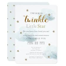 Twinkle Little Star Cloud Baby Shower Invitation Custom Babyshower Invitations M Star Baby Shower Invitations Lavender Baby Showers Boy Shower Invitations