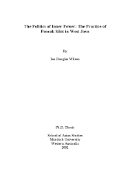 We did not find results for: Pdf The Politics Of Inner Power The Practice Of Pencak Silat In West Java Unpublished Phd Thesis 2003 Ian D Wilson Academia Edu