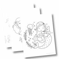 The little mermaid coloring page with few details for kids. 3 Free Printable Mermaid Coloring Pages For Girls