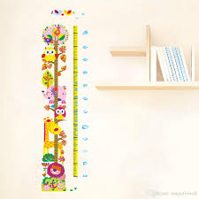 New Cute And Friendly Animals Height Growth Chart Decal Stickers Forest Zoo Cartoon Owls Lion Giraffe Height Measurement Height Wallpaper Removable