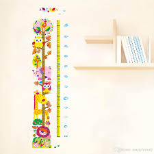 new cute and friendly animals height growth chart decal stickers forest zoo cartoon owls lion giraffe height measurement height wallpaper removable