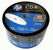 50 HP Blank CD-R CDR 52X 700MB 80Min White Inkjet Printable Recordable Disc  | eBay