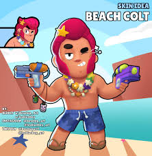 Colt rattles off a massive burst of bullets that shoot extra far and destroy cover. Skin Idea Beach Colt Brawlstars