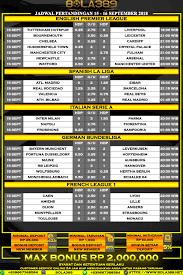Jadwal Bola 15 16 September 2018 Bola389 Jadwalbola Bola389 Asianhandicap Overunder Englishpremierleague Premierleague Spanishlaliga Laliga Italia