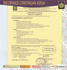 Check spelling or type a new query. Disnakertrans Lowongan Cleaning Service Di Mirota Kampus