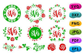 Download Rose Monogram Frames Svg Circle Flowery Initial Borders Svg 1178683 Cut Files Design Bundles