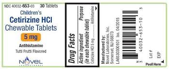 cetirizine hydrochloride tablet chewable novel