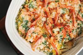 Keto Spaghetti Squash Shrimp Bake Recipe Baked Shrimp Comfort Dishes Spaghetti Squash Shrimp