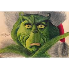 The Grinch From The Grinch Who Stole Christmas Hand Drawn Using Prismacolor Coloured Pencils Find On Instag Grinch Drawing Drawings Christmas Window Painting