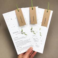 Personalised Wedding Seed Paper Menus In 2020 Wedding Menu Cards Seed Paper Sustainable Wedding