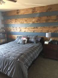 Wood Plank Accent Wall To Update Teenage Son S Room Bedroom Makeover Boys Bedroom Decor Boys Room Decor